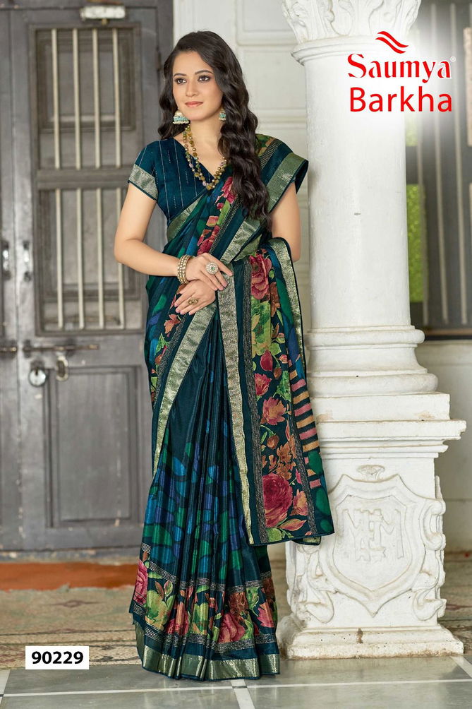 Barkha By Saumya Chinon Viscose Printed Sarees Suppliers In India